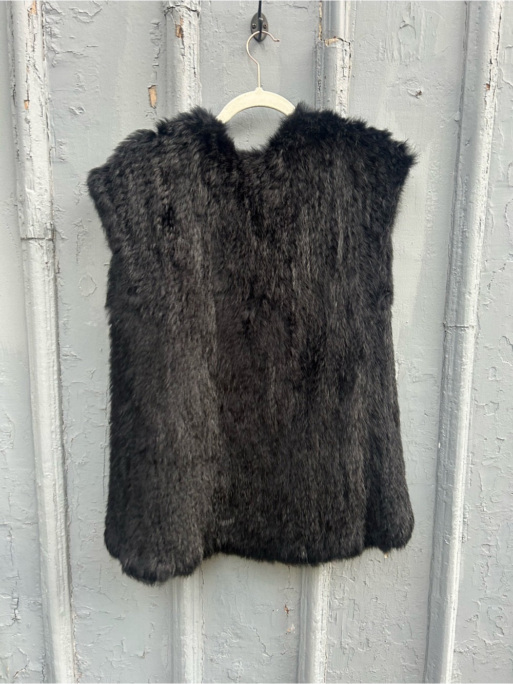 Black Rabbit Fur Vest, One Size