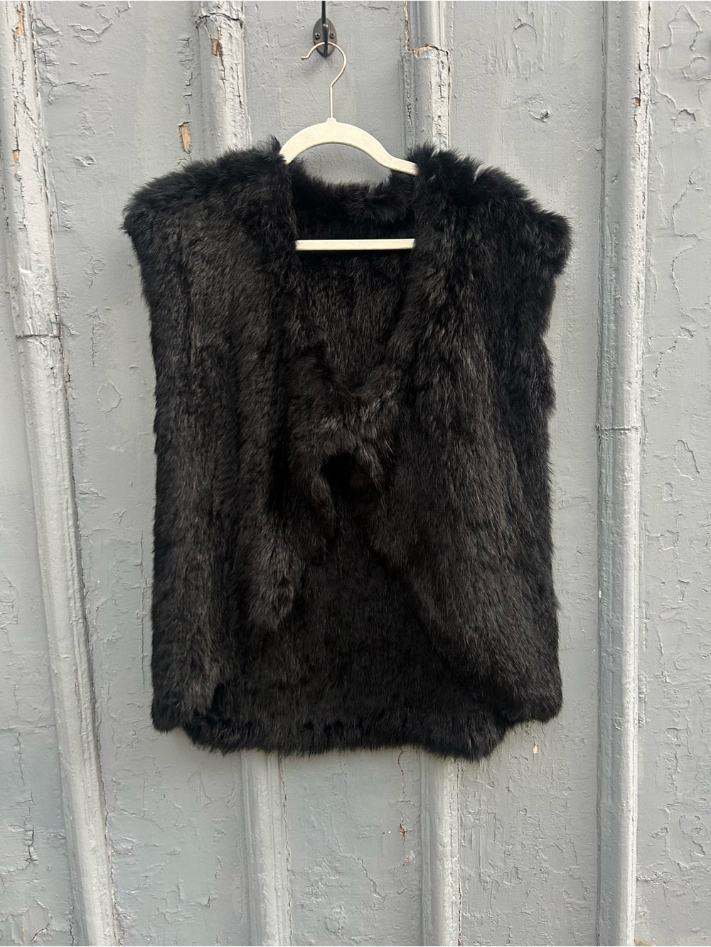 Black Rabbit Fur Vest, One Size