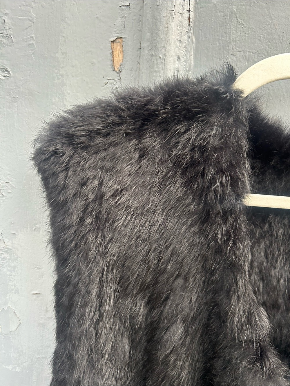 Black Rabbit Fur Vest, One Size