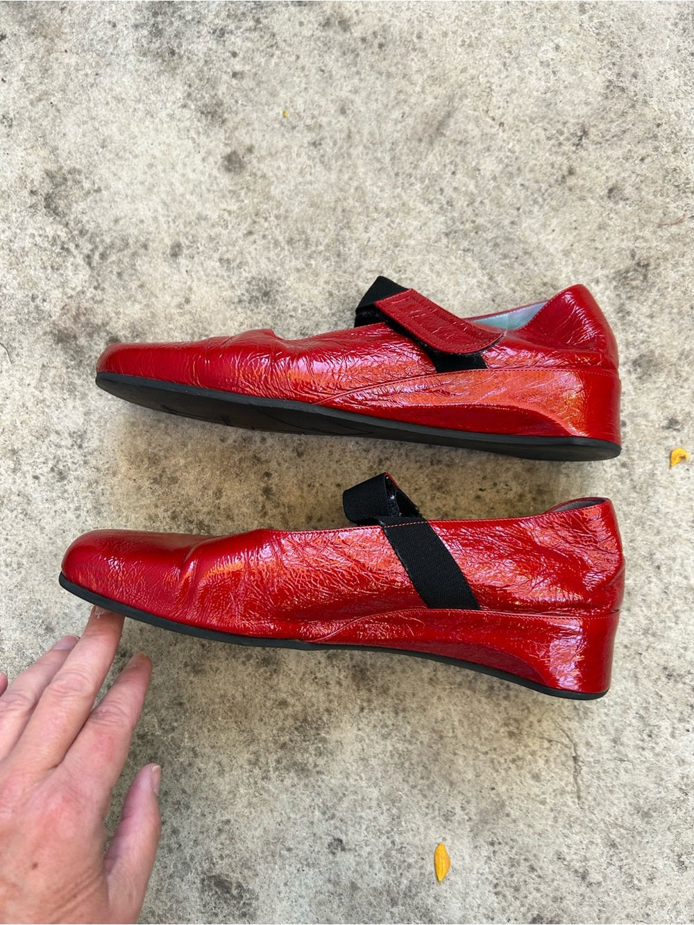 Thierry Raboutin Red Patent crinkled Mary Jane’s, size 38.5