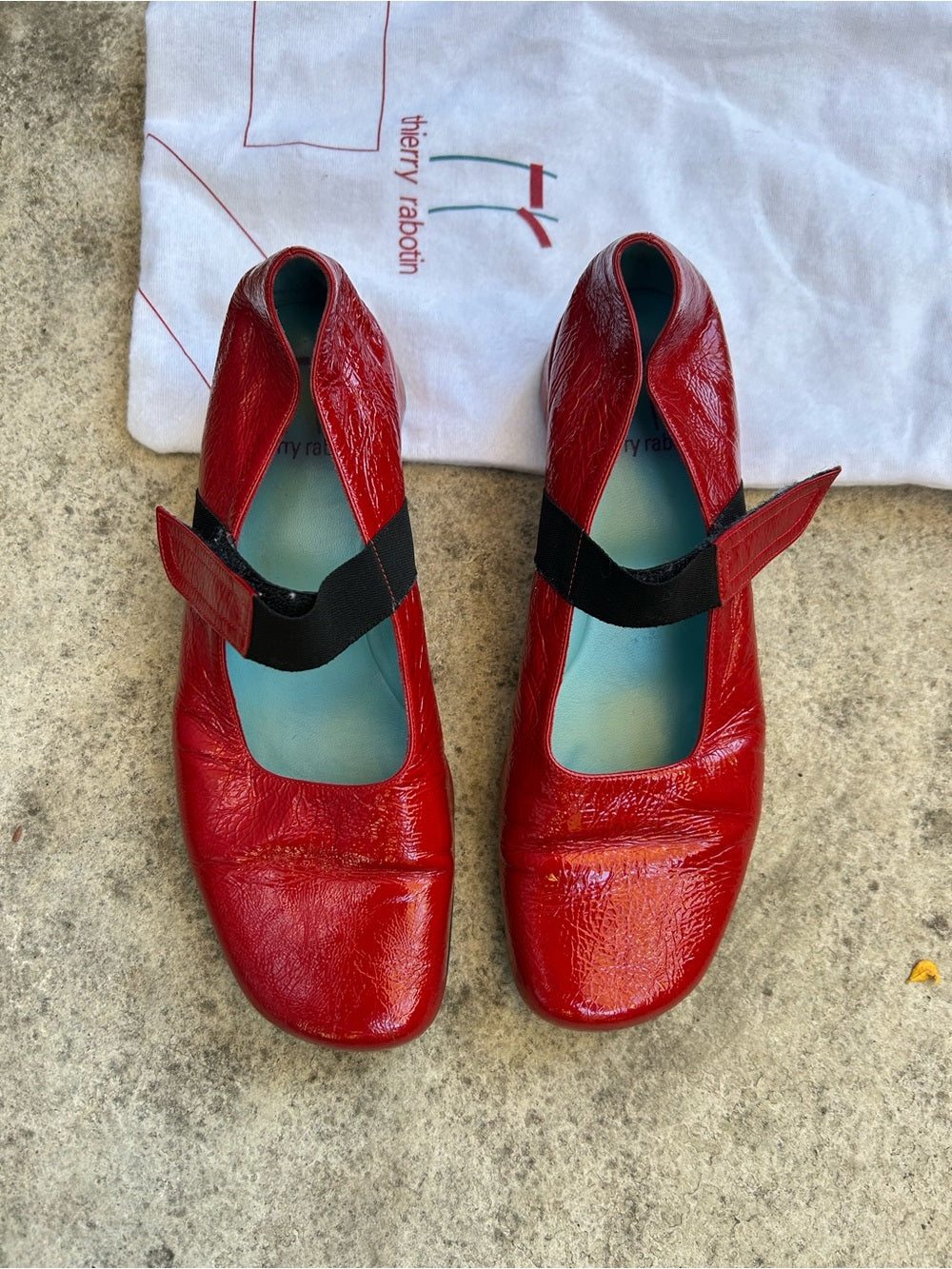 Thierry Raboutin Red Patent crinkled Mary Jane’s, size 38.5