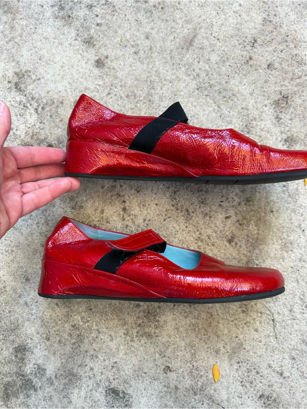 Thierry Raboutin Red Patent crinkled Mary Jane’s, size 38.5