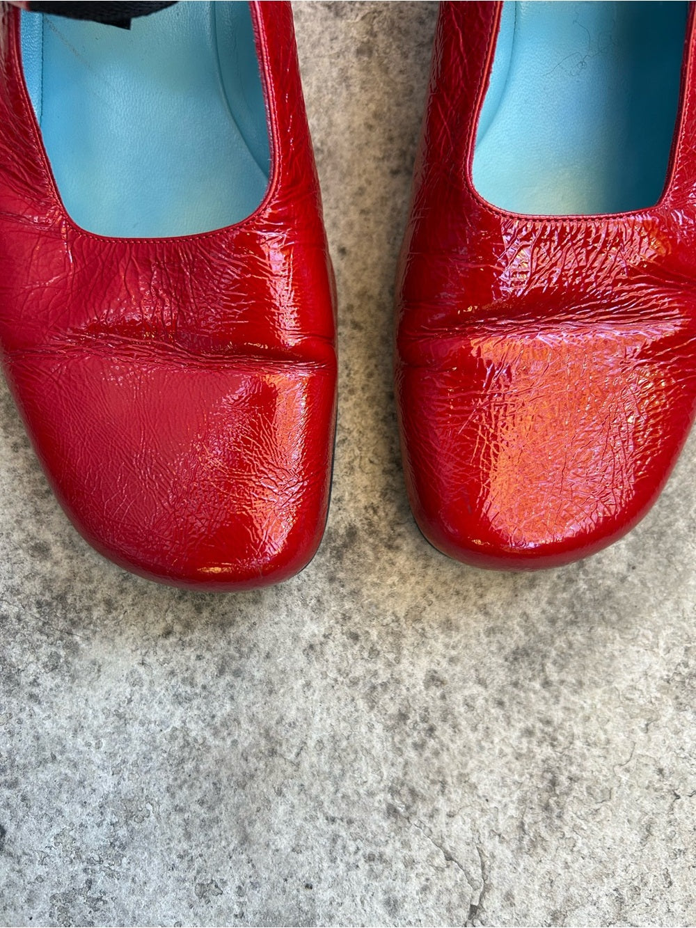 Thierry Raboutin Red Patent crinkled Mary Jane’s, size 38.5