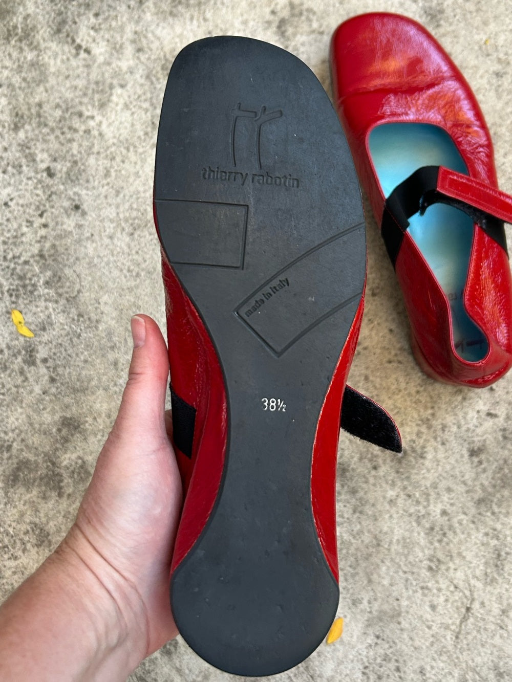 Thierry Raboutin Red Patent crinkled Mary Jane’s, size 38.5