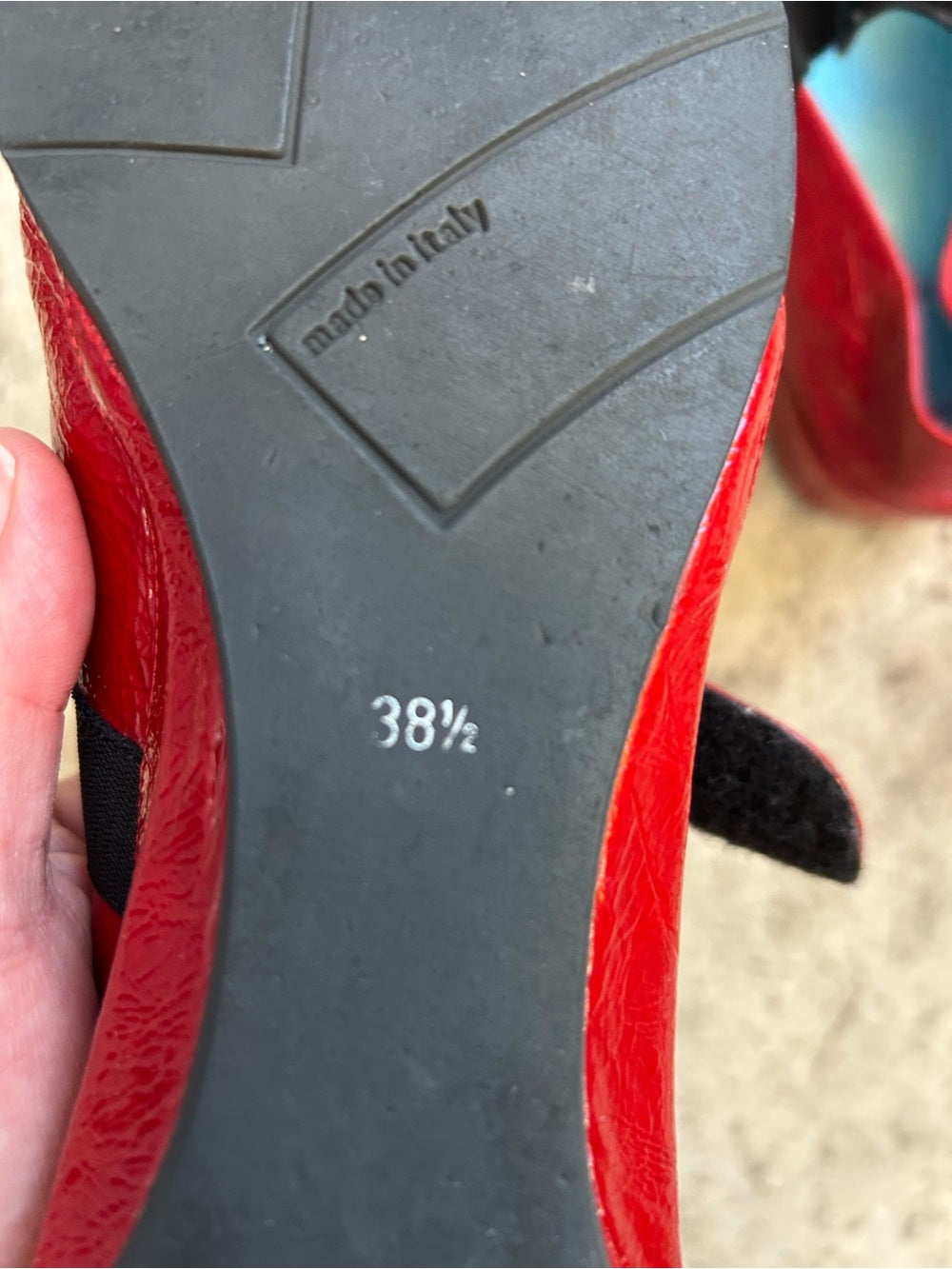 Thierry Raboutin Red Patent crinkled Mary Jane’s, size 38.5