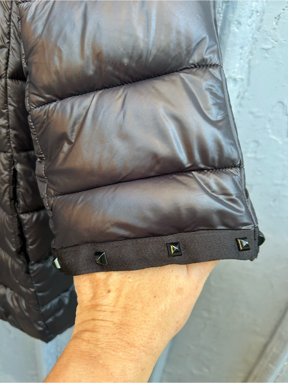 Black Stud detail Down Puffer, Small