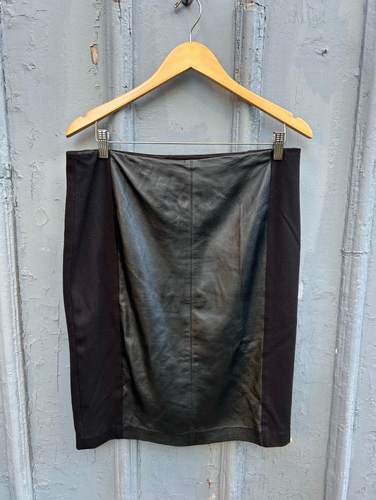 Cassis Collection Leather Panel Skirt, size 10