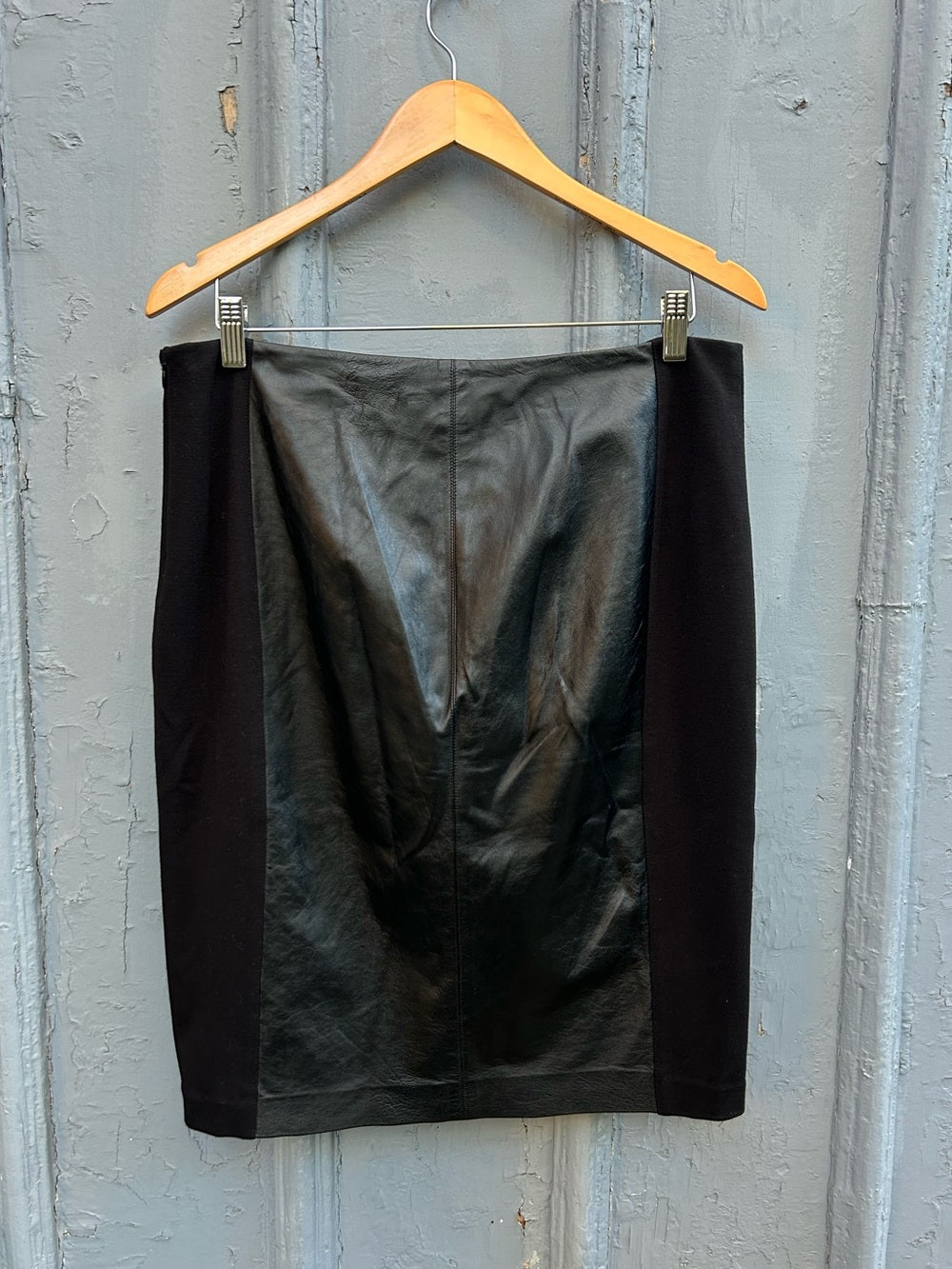 Cassis Collection Leather Panel Skirt, size 10