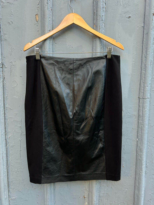 Cassis Collection Leather Panel Skirt, size 10