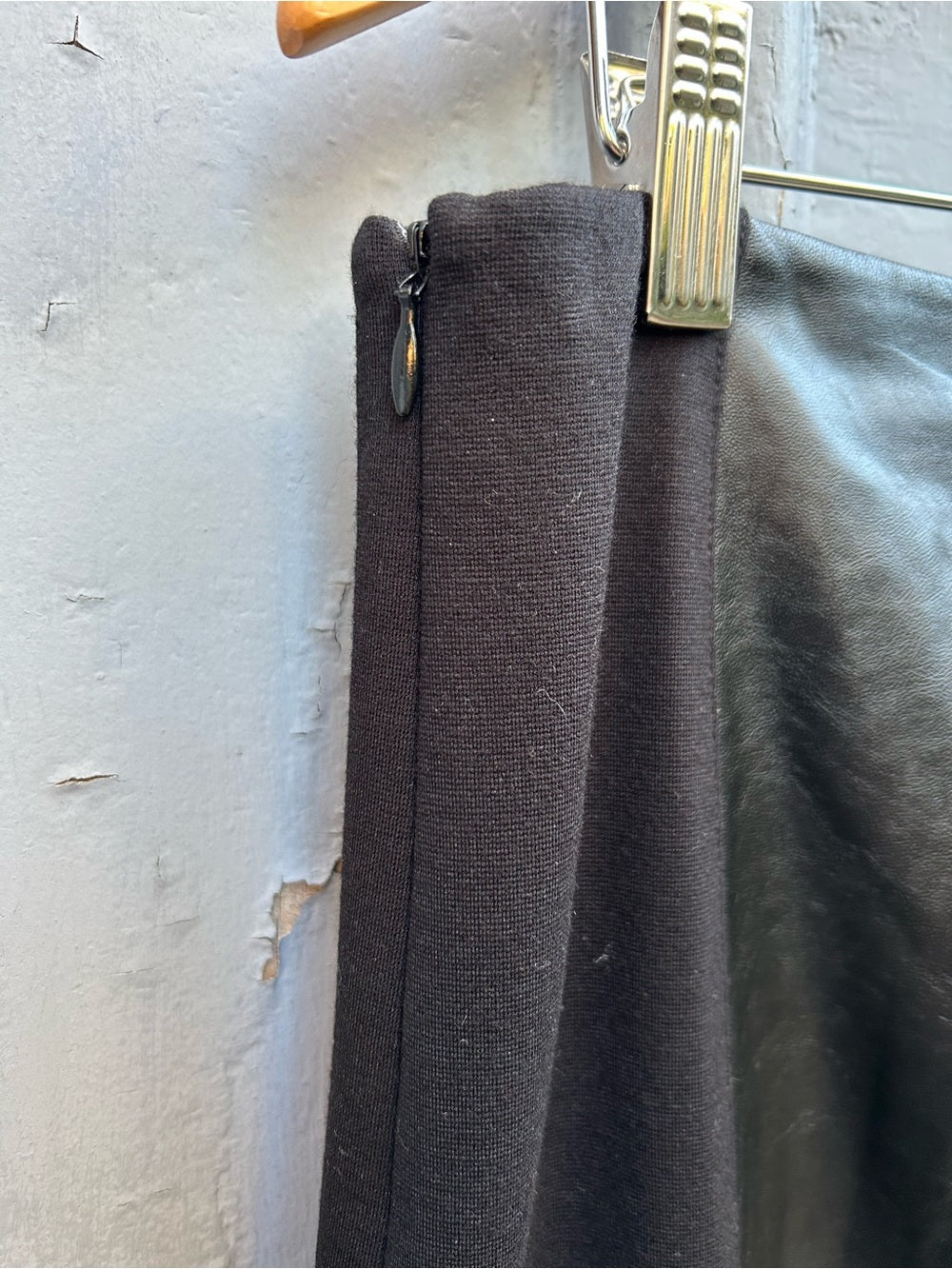 Cassis Collection Leather Panel Skirt, size 10