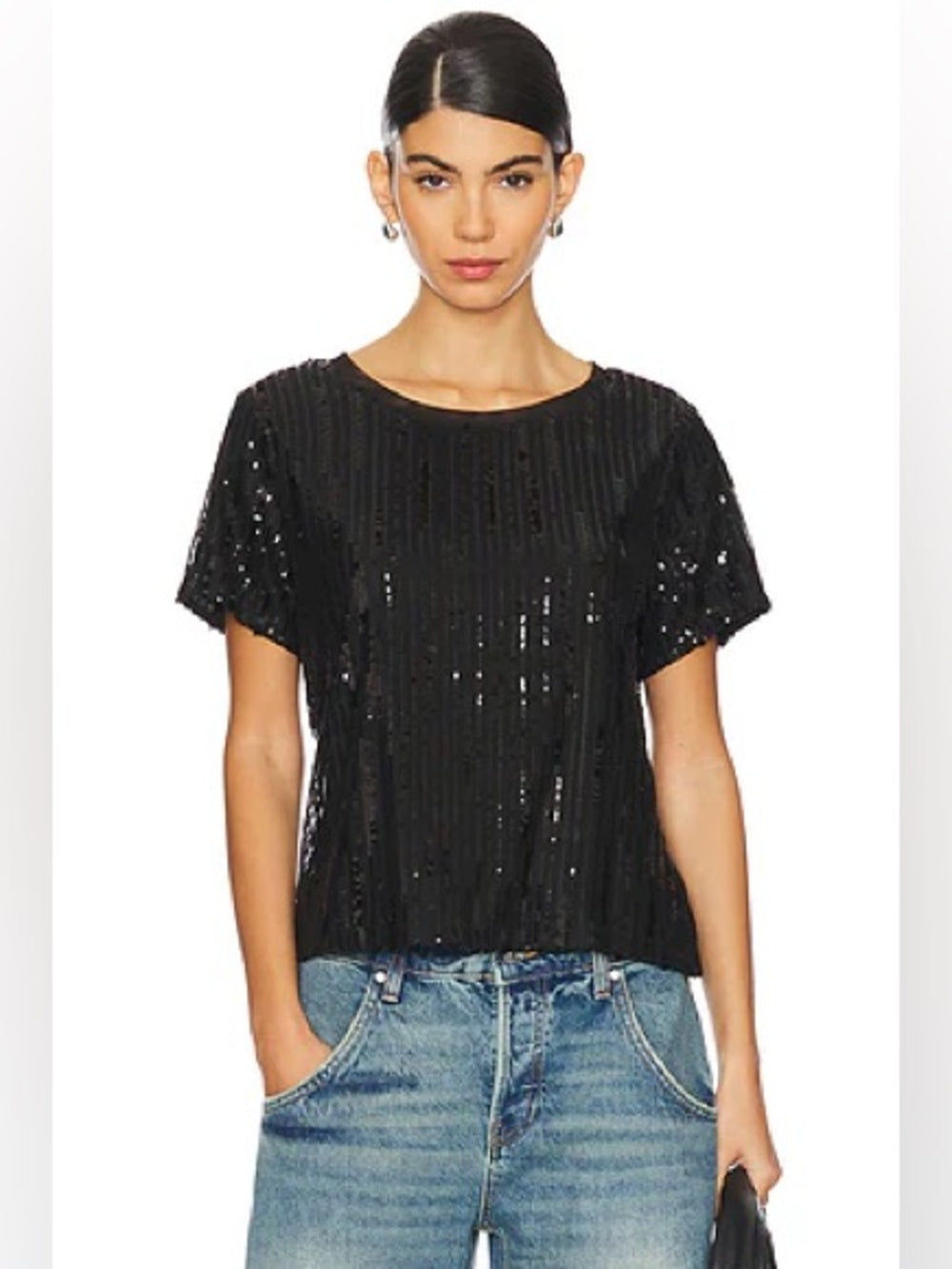 Sanctuary Black sequin tee, size L