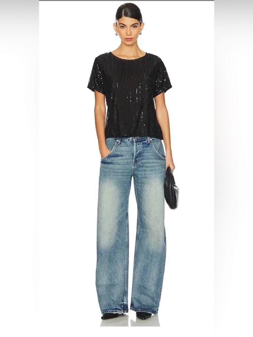 Sanctuary Black sequin tee, size L
