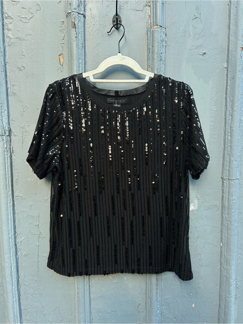Sanctuary Black sequin tee, size L