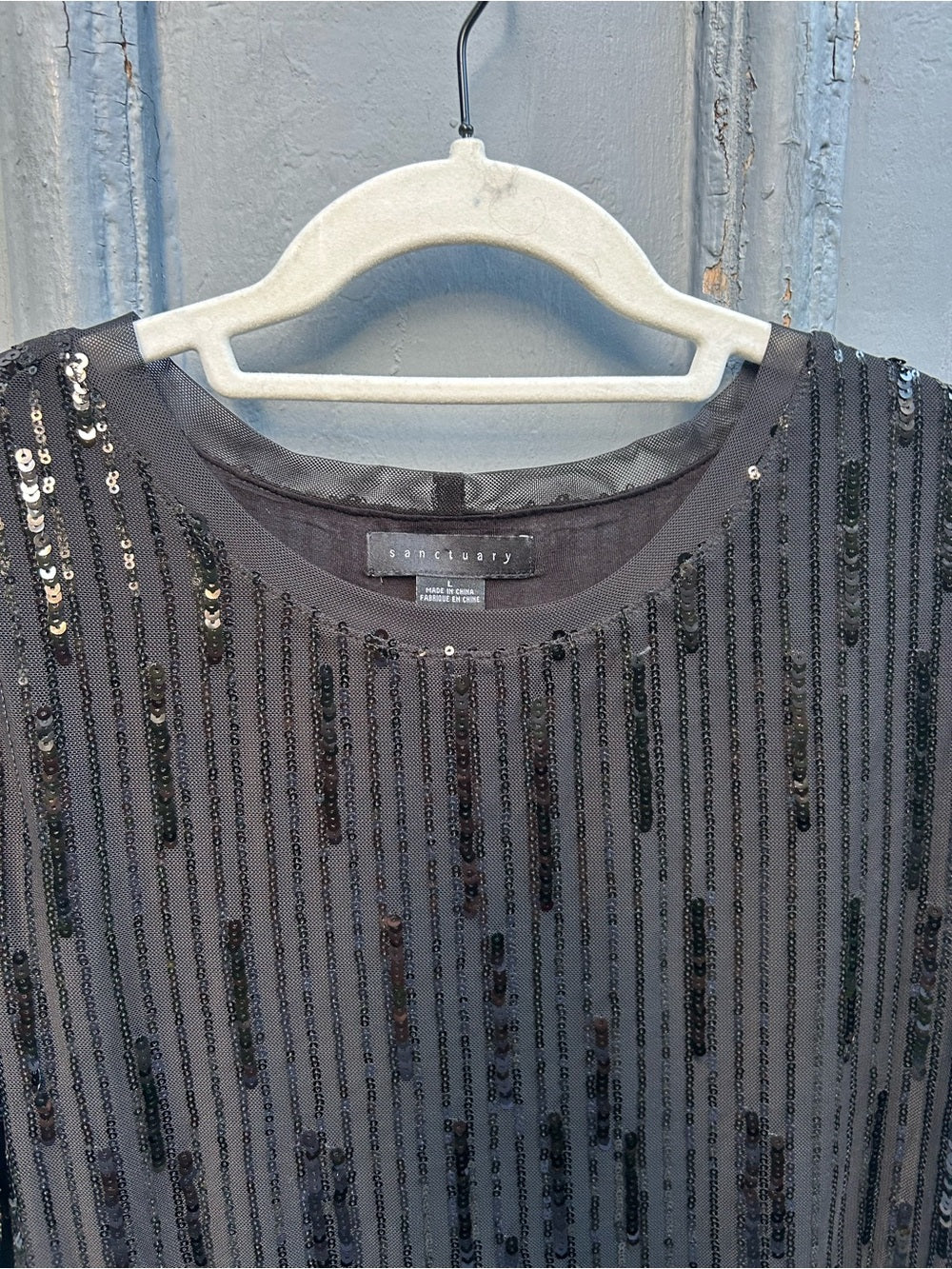 Sanctuary Black sequin tee, size L