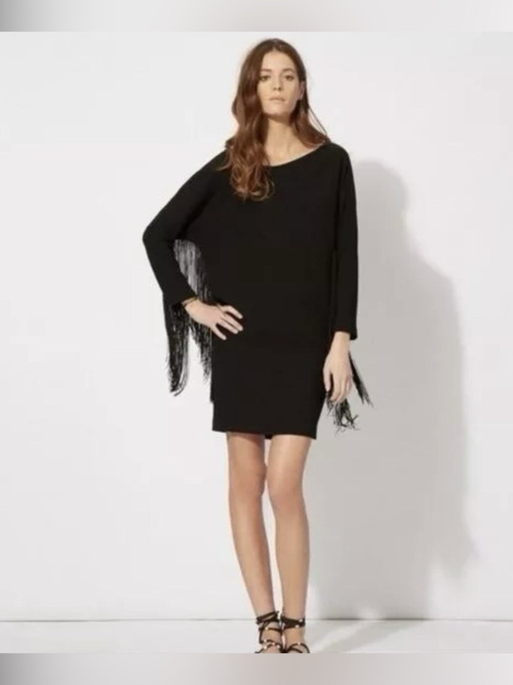 Maje Black fringed Rodeo Dress, BNWT, size “2”,