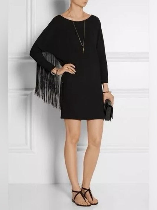 Maje Black fringed Rodeo Dress, BNWT, size “2”,