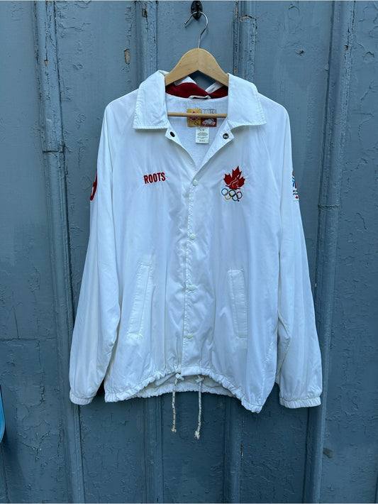 Roots White Canadian Team 1999 Pan Am Jacket, size Large