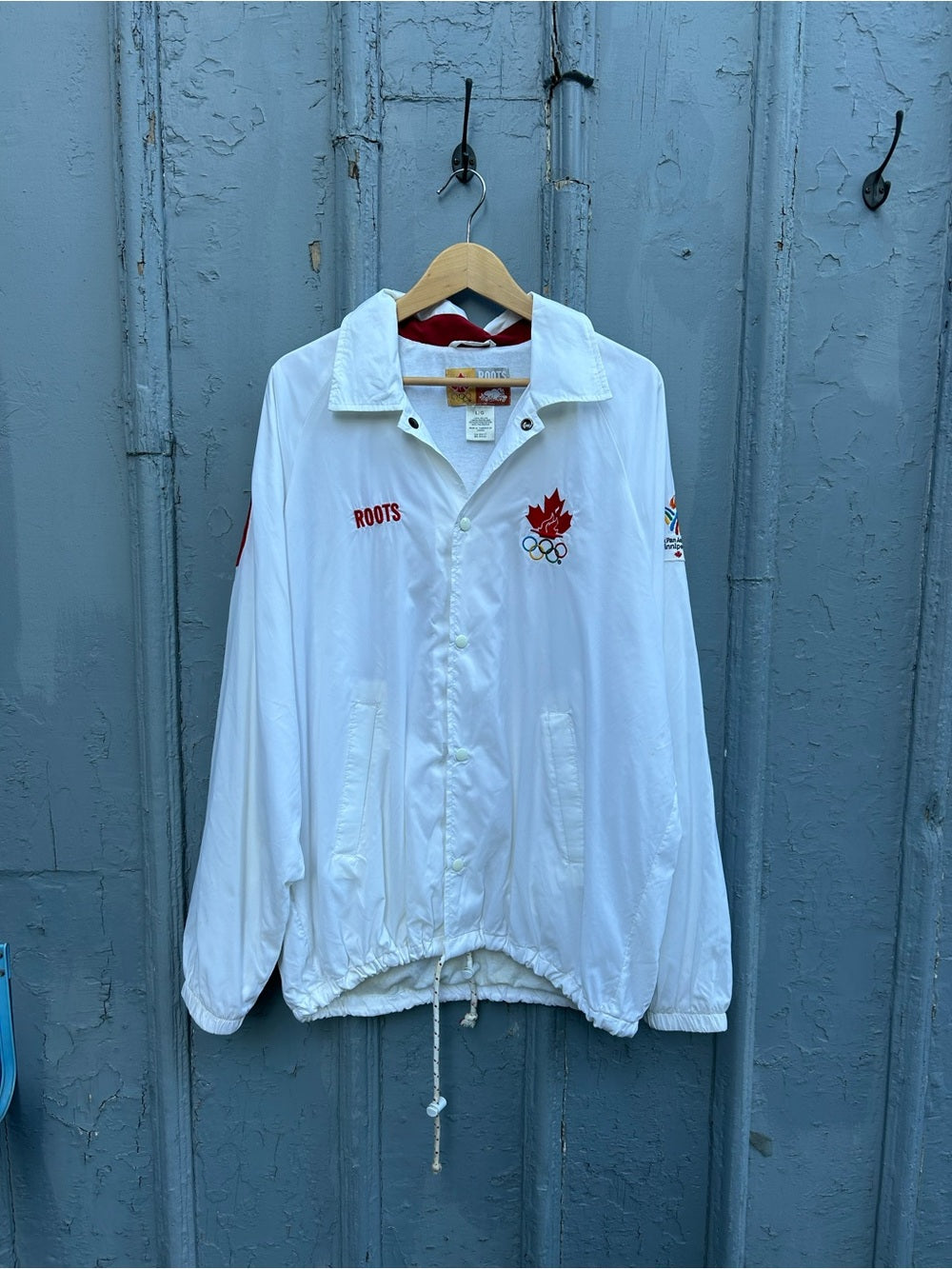 Roots White Canadian Team 1999 Pan Am Jacket, size Large