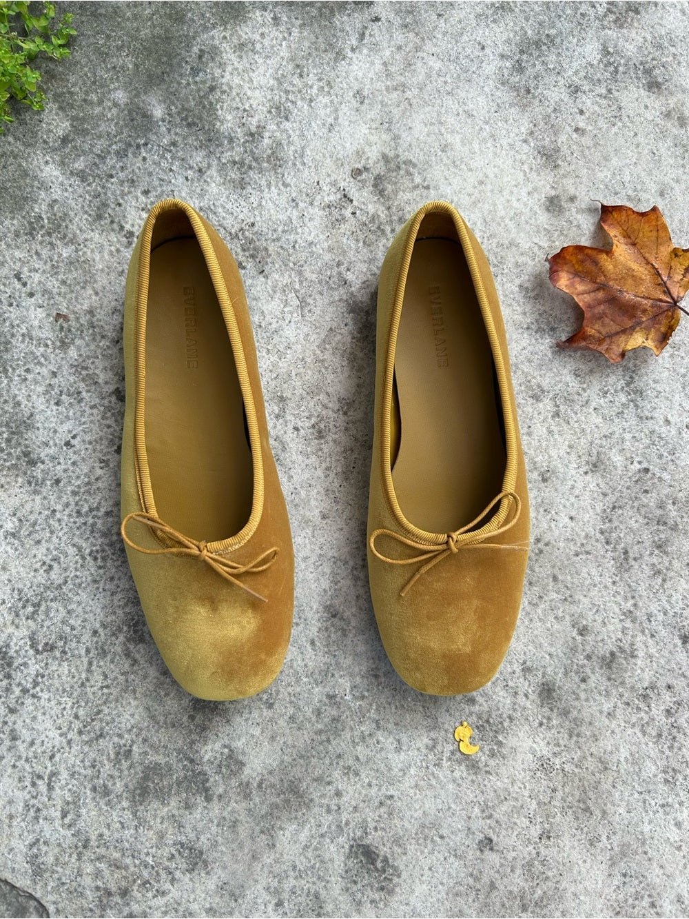 Everlane Mustard Yellow Velvet The Day Flats, BNWOB, size 7