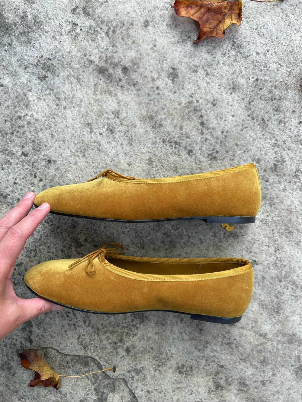Everlane Mustard Yellow Velvet The Day Flats, BNWOB, size 7