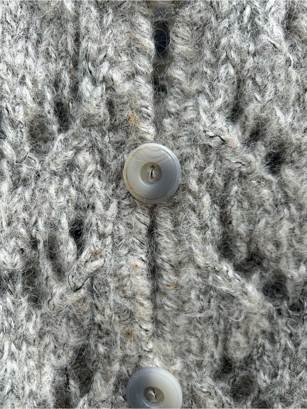Vintage Trim Knit Wool Blend grey open knit sweater, size M