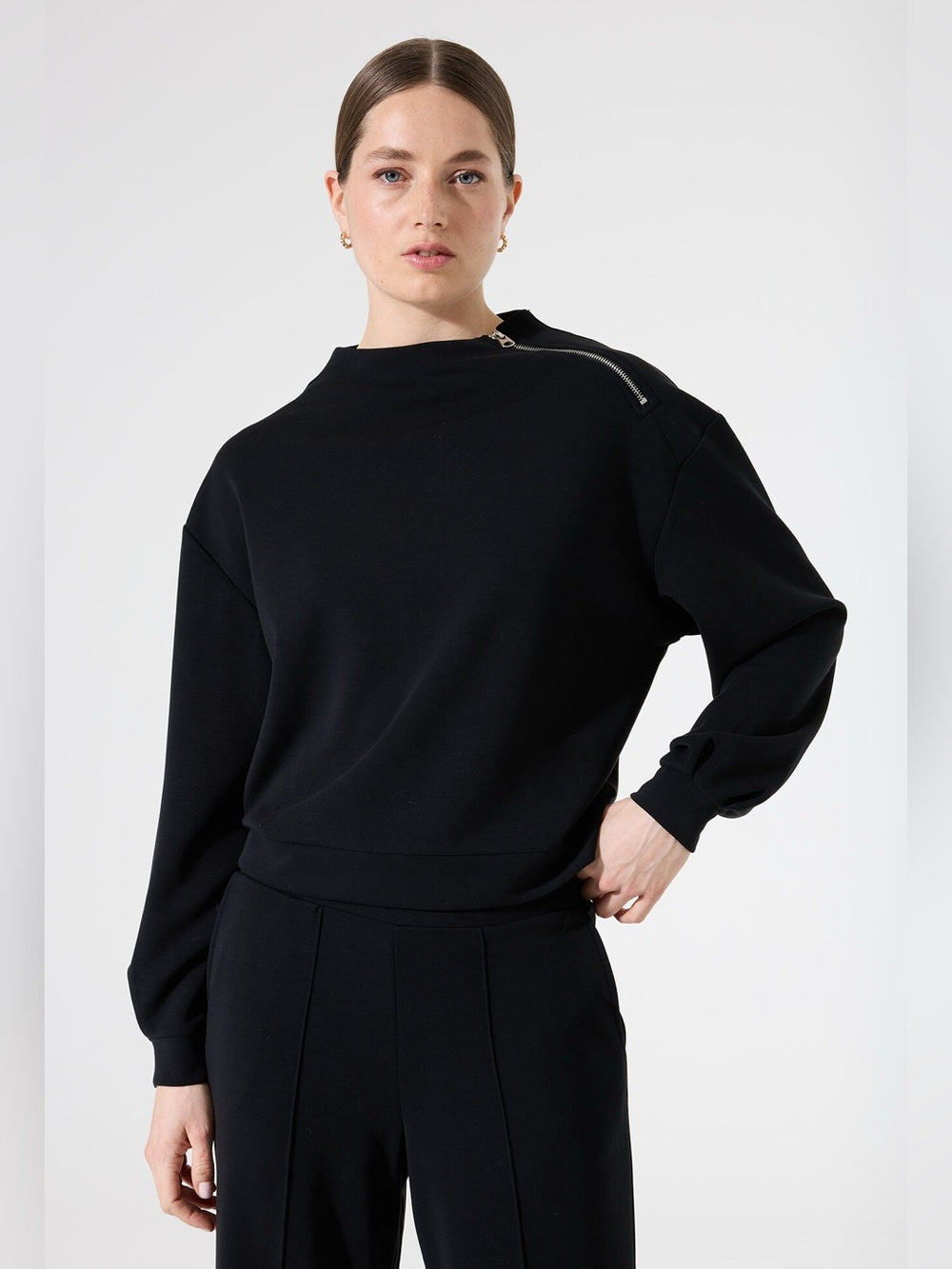 Garcia Black asymmetric zip sweatshirt, size L