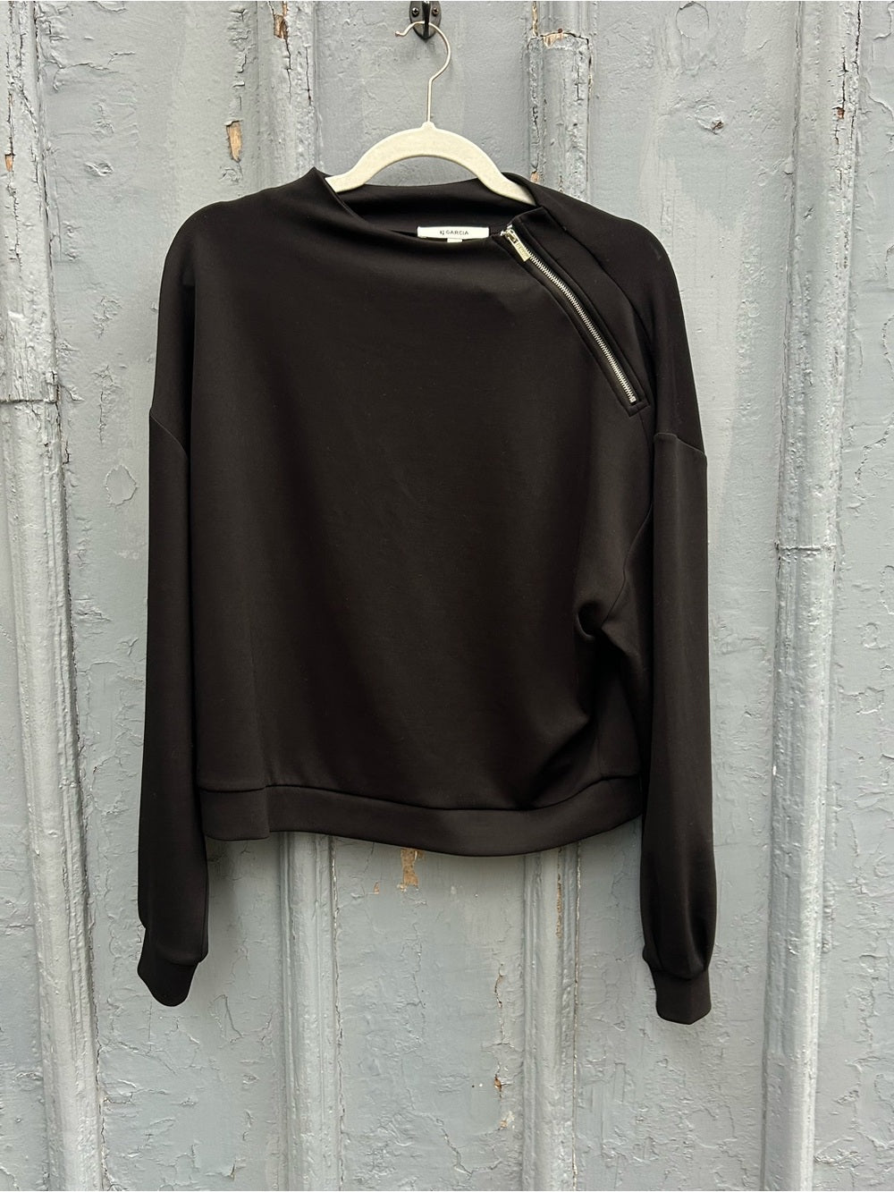 Garcia Black asymmetric zip sweatshirt, size L
