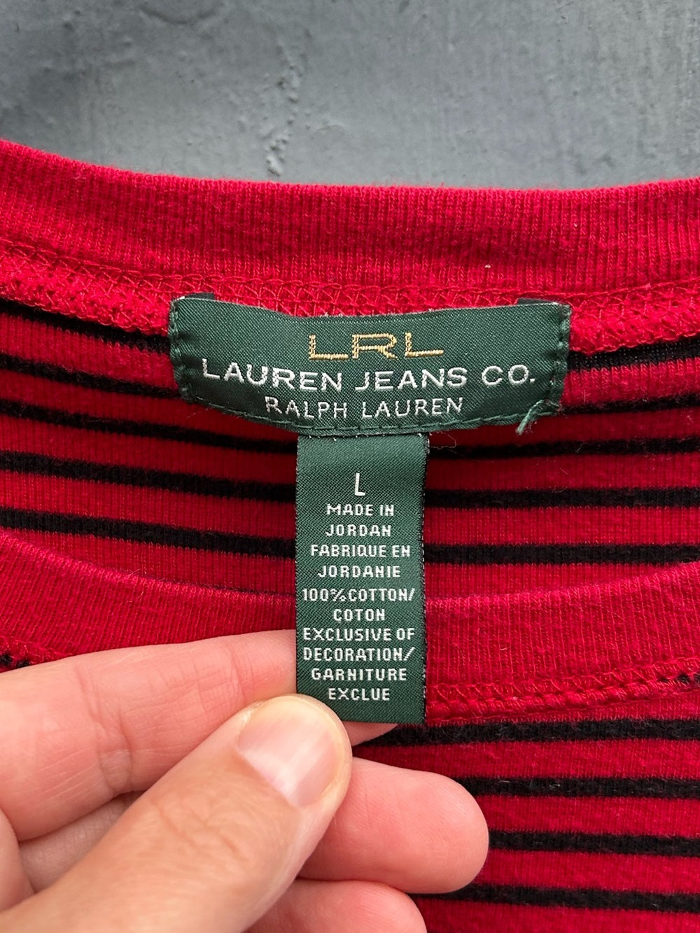 Ralph Lauren Jeans Red Striped long sleeve, size L