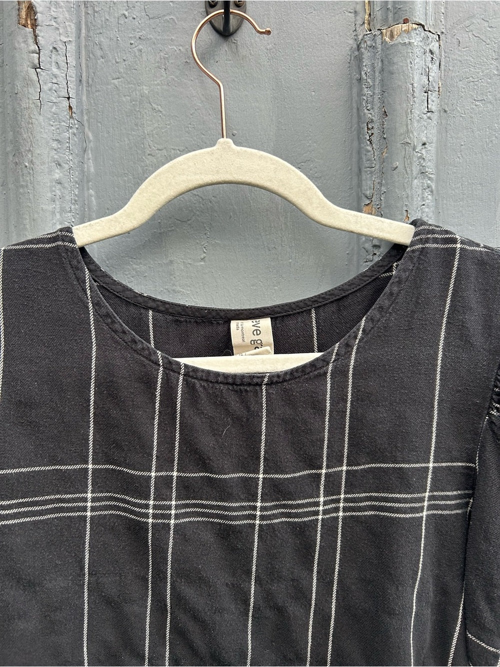 Eve Gravel Black plaid crop Labyrinthe blouse, size XS