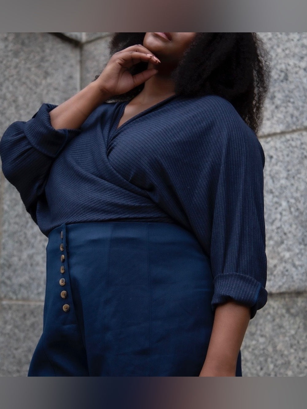Hackwith design Ribbed Everything Wrap top, size 1/2X