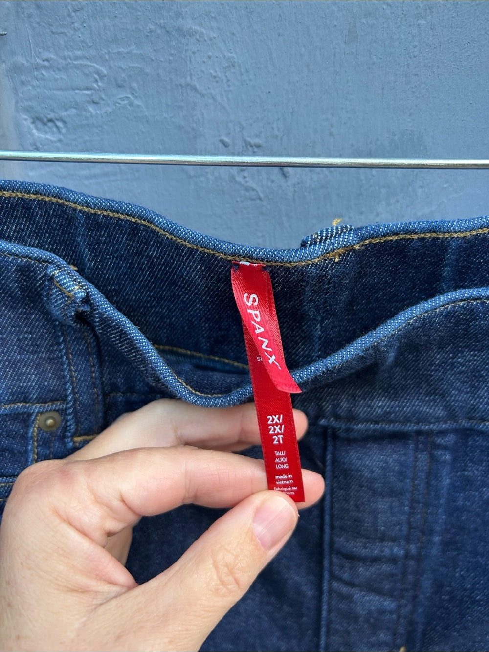Spanx dark rinse straight jeans, size 2X