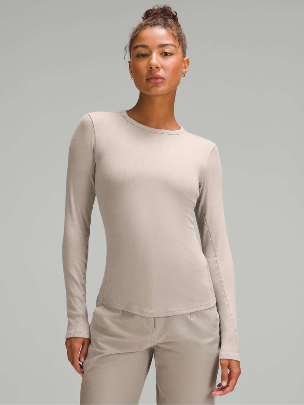 Lululemon Oatmeal Hold Tight Ribbed Tee, size approx L