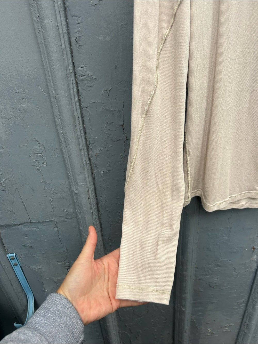Lululemon Oatmeal Hold Tight Ribbed Tee, size approx L