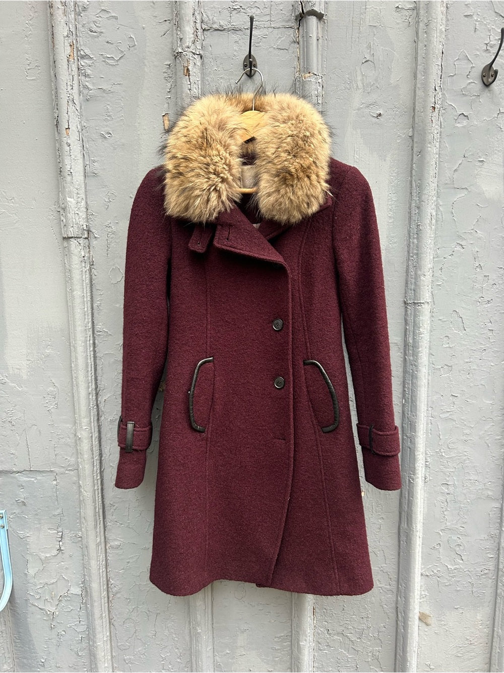 Soya & Kyo Burgundy Wool blend coat, size XS