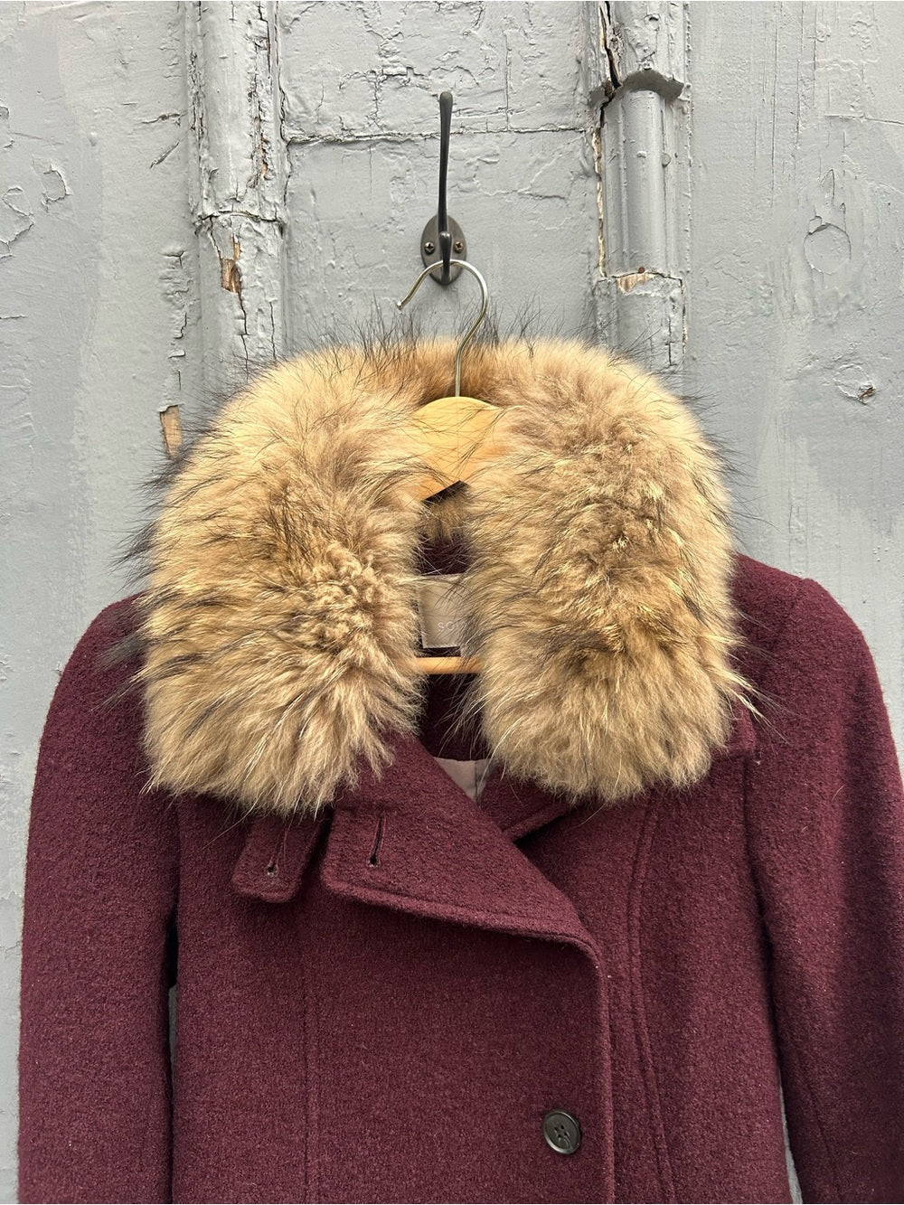 Soya & Kyo Burgundy Wool blend coat, size XS