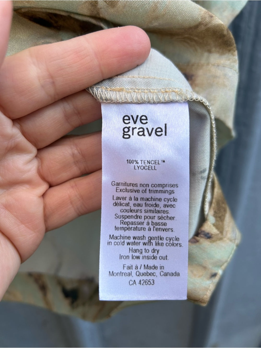 Eve Gravel Grey Green Lagos Short Sleeve Blouse, size M