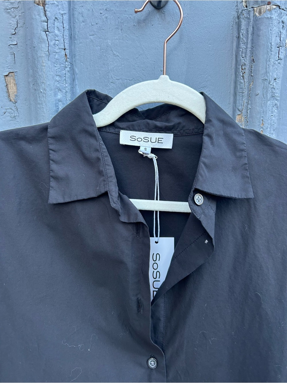SoSue Black button down, BNWT, size Small