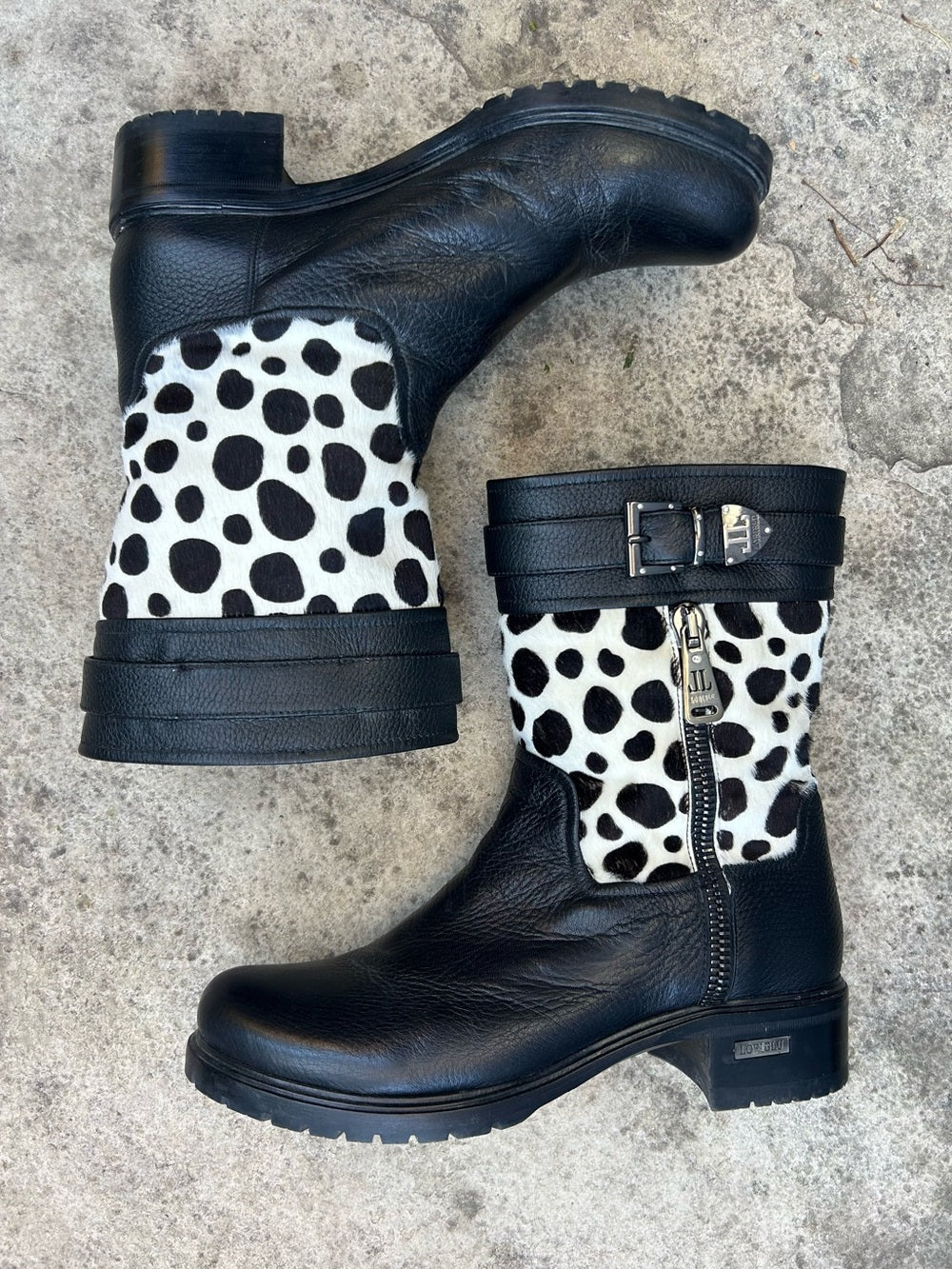 Loriblu leather/ Cow hide moto boots, size 39 (8)