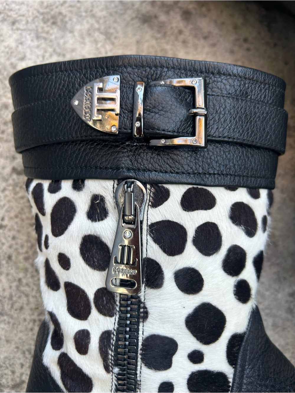 Loriblu leather/ Cow hide moto boots, size 39 (8)