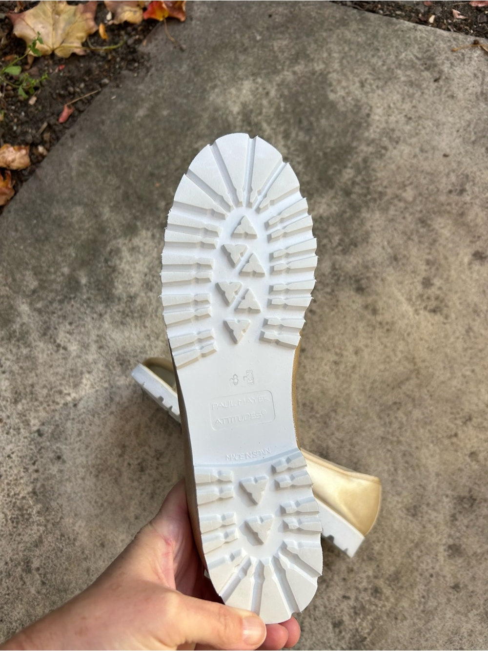 Paul Mayer Attitudes Gold Bravo Lug Sole Ballet Flat, BNWOB, size 8