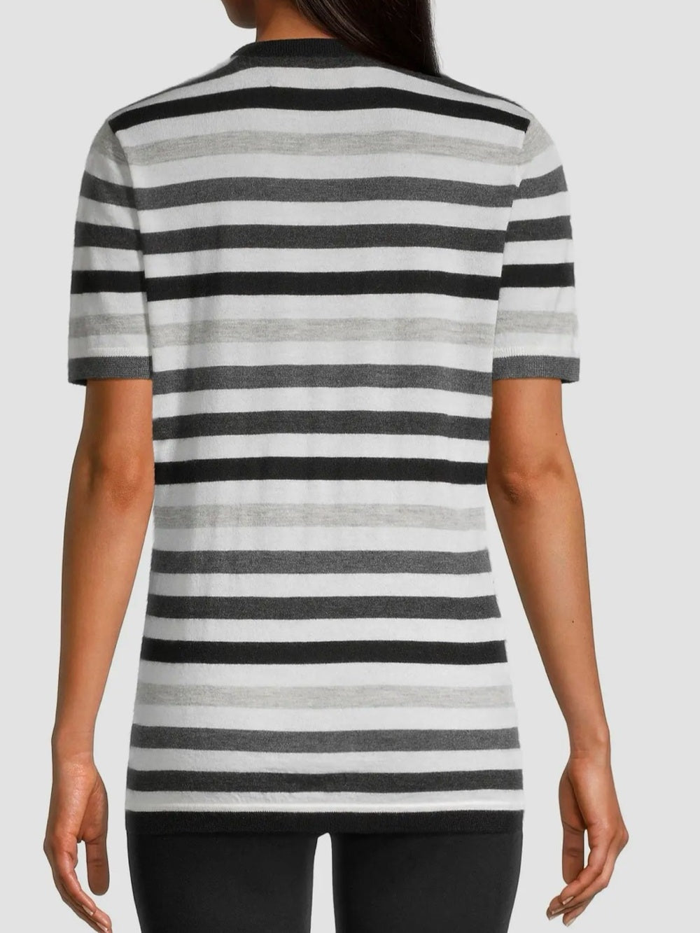 Hudson’s Bay Collection Grey Striped Cashmere Short Sleeve, size M