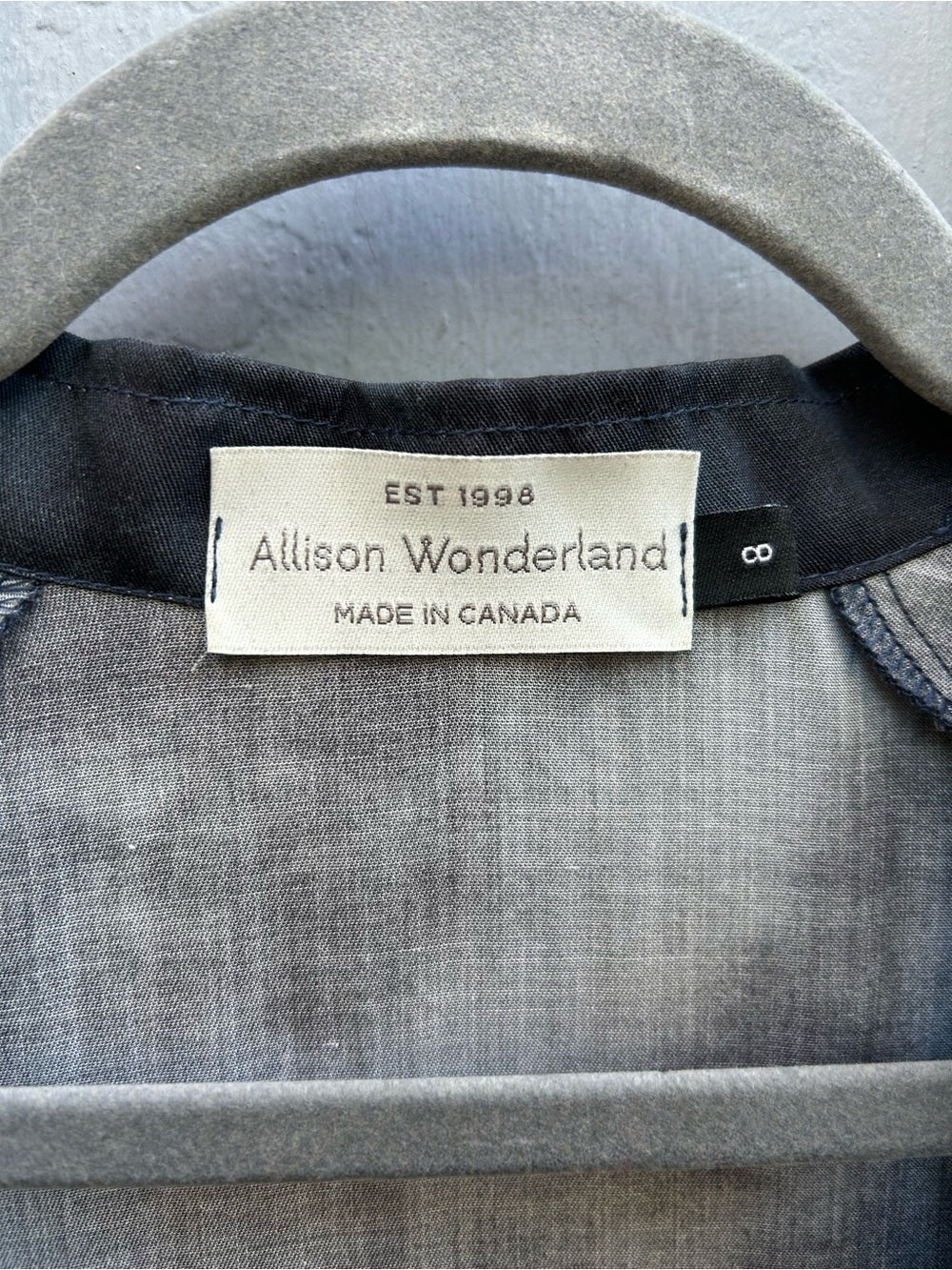 Allison Wonderland Blue Tie front Blouse, size 8