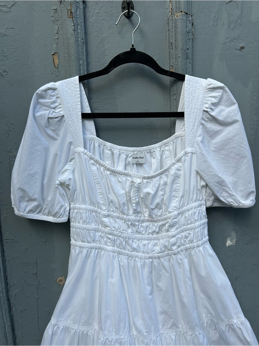 Sunday Best Martine Poplin Short-sleeve Dress, White, Size Medium