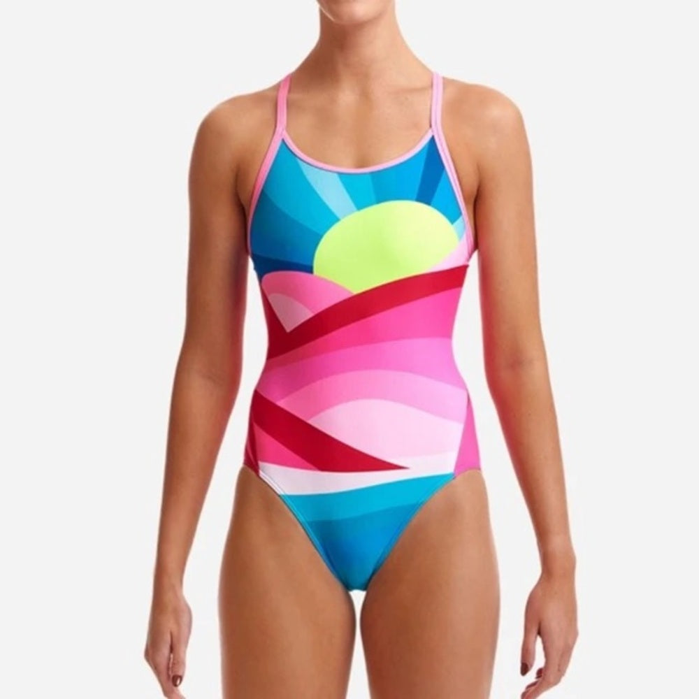 Funkita Summit Sunset Diamond Back One Piece, size 34 (US8)