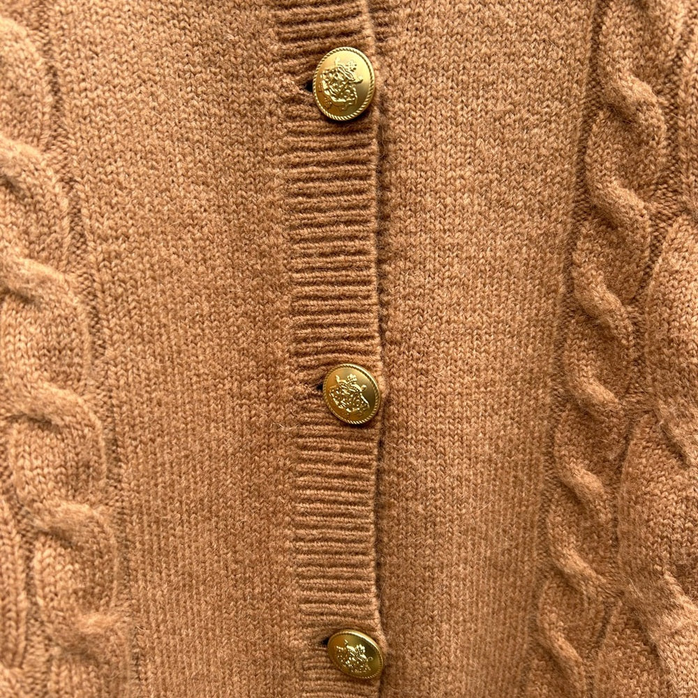 J Crew Caramel Alpaca Merino Button front Cardigan, Small