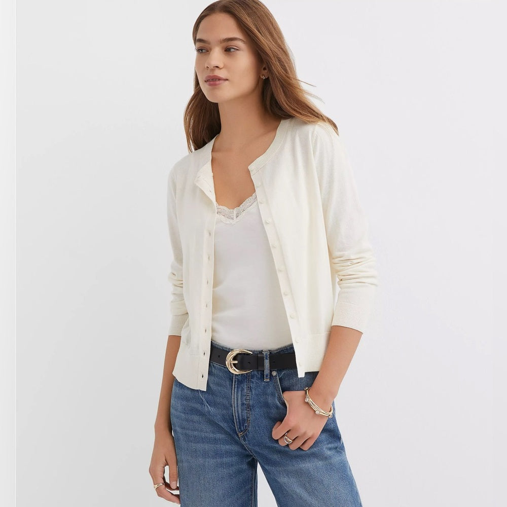 Ann Taylor Loft cream Cotton cardigan, size S