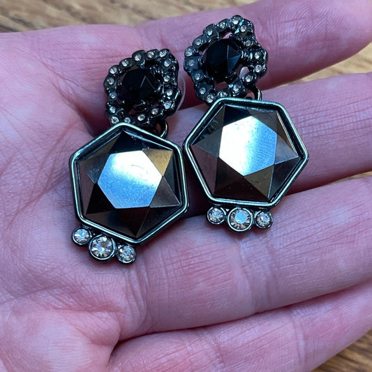 Banana Republic Grey Black Gem Drop and Dangle Earrings