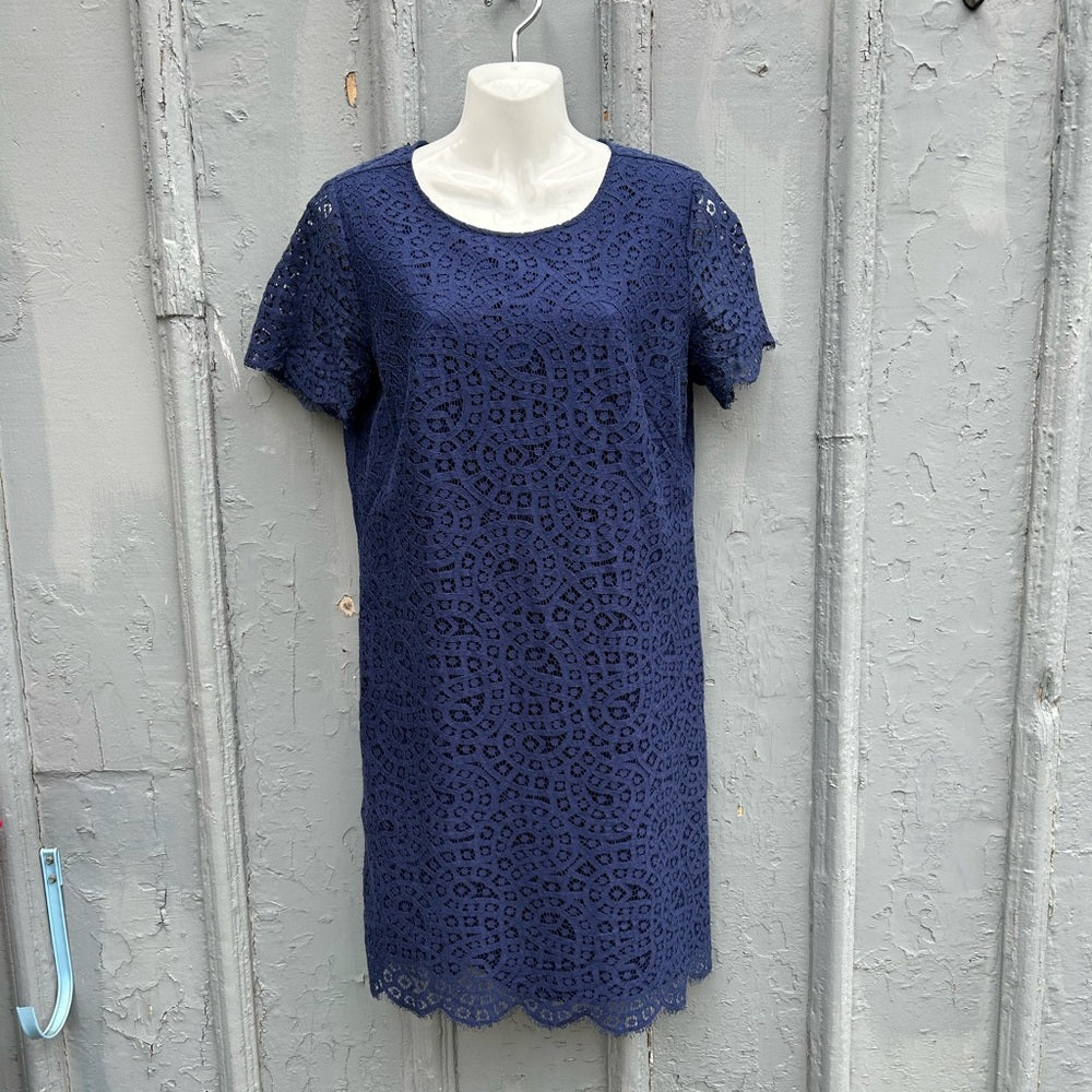 Ann Taylor Lace Shift Dress, Navy, size 10