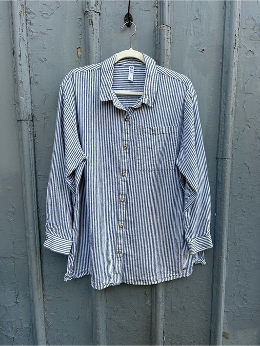FIG blue & White striped button down, size XL