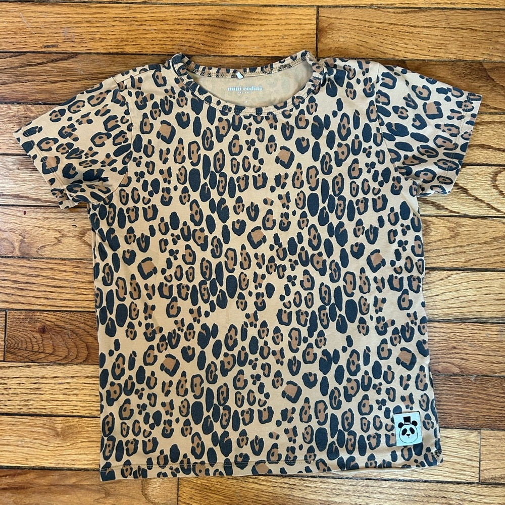 Mini Rodini Basic Leopard Tee Shirt, size 7-9